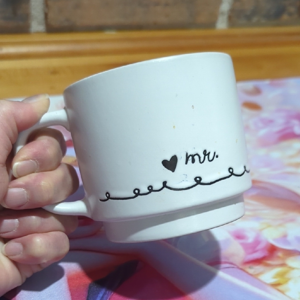 Mr. & Mrs. Coffee Mug Set – White with Black Script - Picture 8 of 8